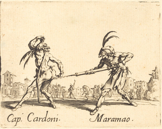 Cap. Cardoni and Maramao by Jacques Callot (French, 1592 - 1635), 16X12"(A3)Poster Print