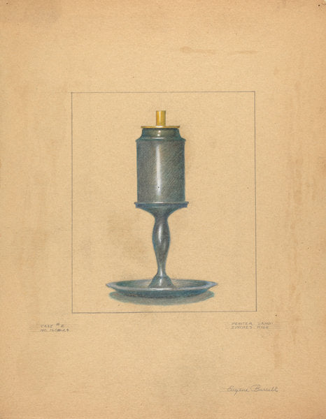 Pewter Lamp by Eugene Barrell (American, active c. 1935), 16X12"(A3)Poster Print