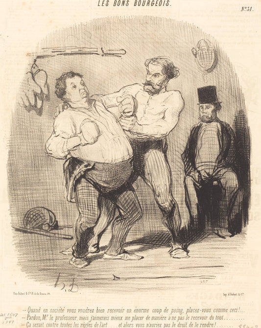 Quand en société vous voudrez bien recevoir un... coup... by Honoré Daumier (French, 1808 - 1879), 16X12"(A3)Poster Print