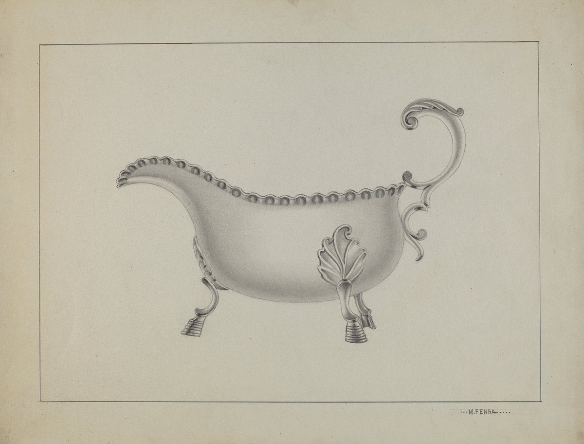 Silver Sauce Boat by Michael Fenga (American, active c. 1935), 16X12"(A3)Poster Print