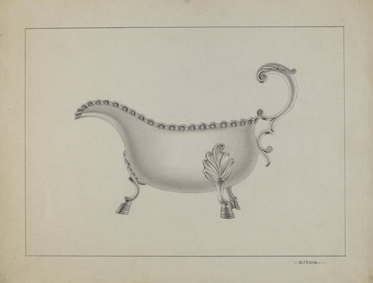 Silver Sauce Boat by Michael Fenga (American, active c. 1935), 16X12"(A3)Poster Print