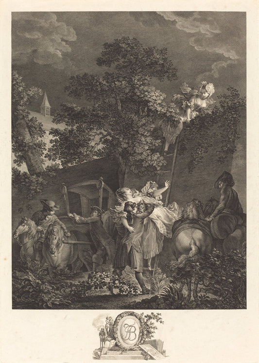 L'enlevement nocturne by Nicolas Ponce after Pierre-Antoine Baudouin (French, 1746 - 1831), 16X12"(A3)Poster Print