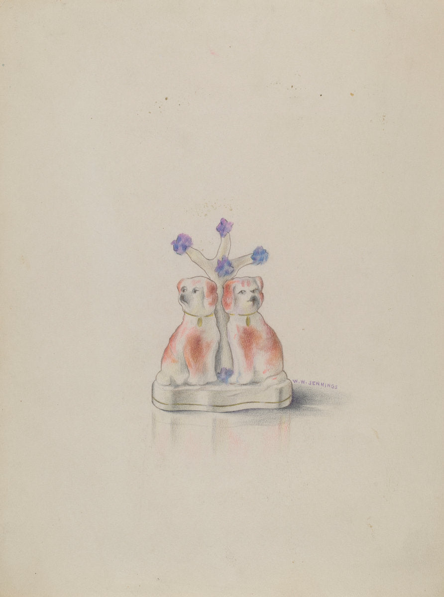Porcelain Dogs by Walter W. Jennings (American, active c. 1935), 16X12"(A3)Poster Print