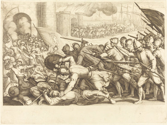 The Troops Forcing the Gate of a Town by Jacques Callot (French, 1592 - 1635), 16X12"(A3)Poster Print