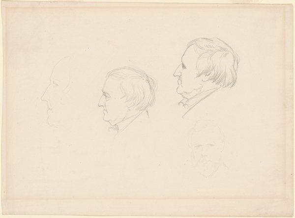 Studies of Men by Emanuel Gottlieb Leutze (American, born Germany, 1816 - 1868), 16X12"(A3)Poster Print