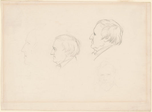 Studies of Men by Emanuel Gottlieb Leutze (American, born Germany, 1816 - 1868), 16X12"(A3)Poster Print