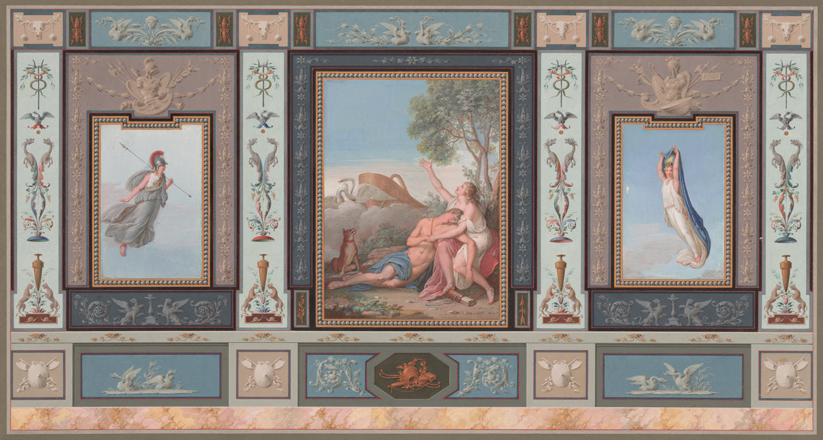 Elaborate Wall Decorations with Venus and Adonis by Tommaso Bigatti (Italian, active c. 1800), 16X12"(A3)Poster Print