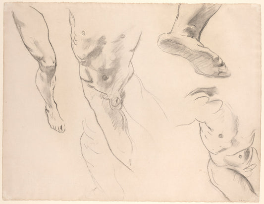 Figure Studies of a Nude Youth by John Singer Sargent (American, 1856 - 1925), 16X12"(A3)Poster Print
