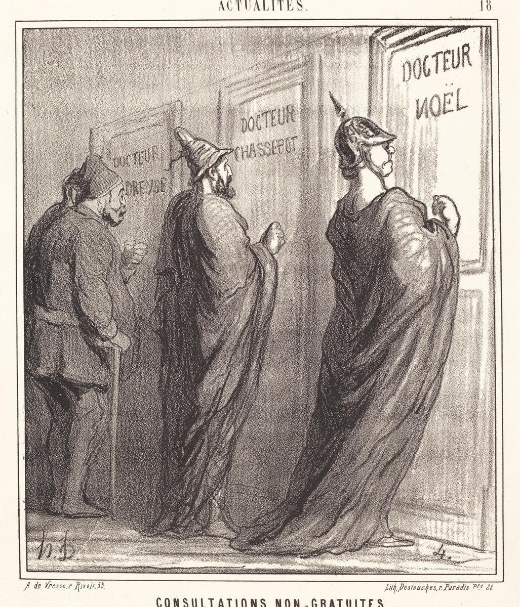 Consultations non gratuites by Honoré Daumier (French, 1808 - 1879), 16X12"(A3)Poster Print
