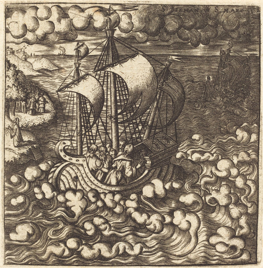 Christ Praying while His Disciples are in a Boat on a Windy Sea by Léonard Gaultier (French, 1561 - 1641), 16X12"(A3)Poster Print