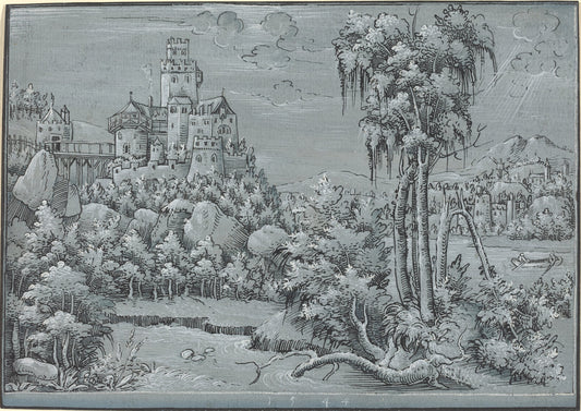 1544 by German 16th Century (Landscape with a Castle), 16X12"(A3)Poster Print