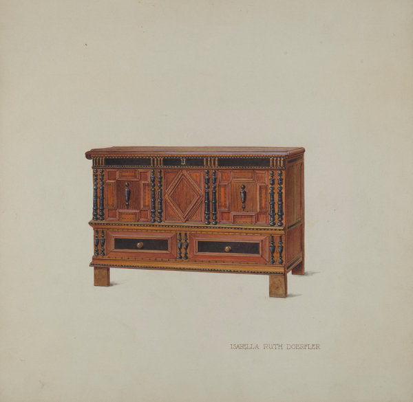 Chest with Two Drawers by Isabella Ruth Doerfler (American, active c. 1935), 16X12"(A3)Poster Print