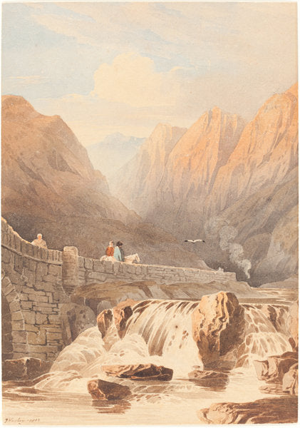 Pont Aberglaslyn by John Varley (British, 1778 - 1842), 16X12"(A3)Poster Print