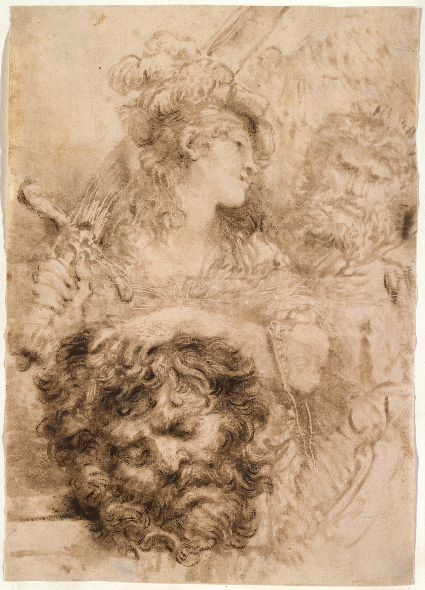 David with the Head of Goliath by Giovanni Benedetto Castiglione (Italian, 1609 or before - 1664), 16X12"(A3)Poster Print