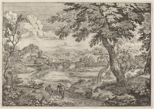 Double Arched Bridge by Crescenzio Onofri (Italian, probably 1632 - 1712 or after), 16X12"(A3)Poster Print