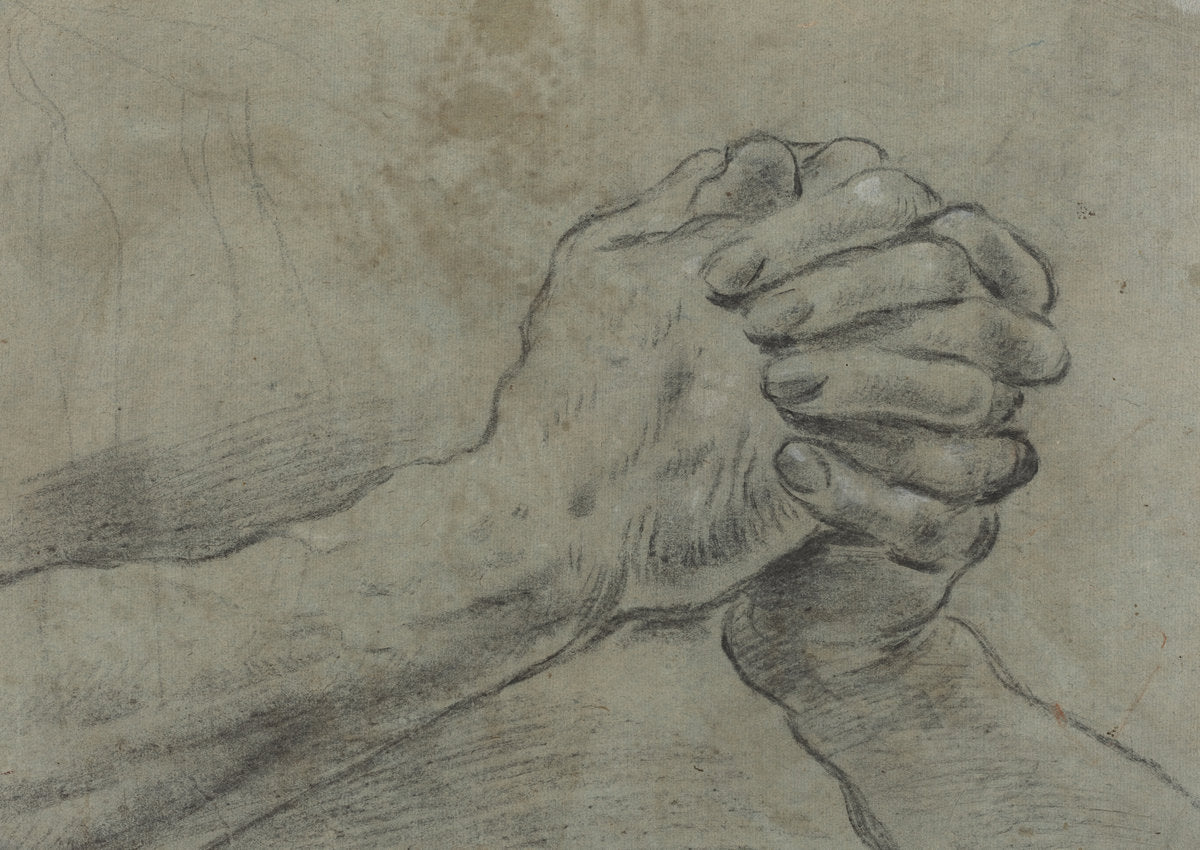 Clasped Hands [verso] by Giacomo Cavedone (Bolognese, 1577 - 1660), 16X12"(A3)Poster Print