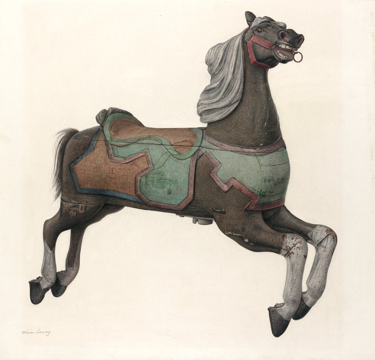 Carousel Horse by Mina Lowry (American, 1894 - 1942), 16X12"(A3)Poster Print