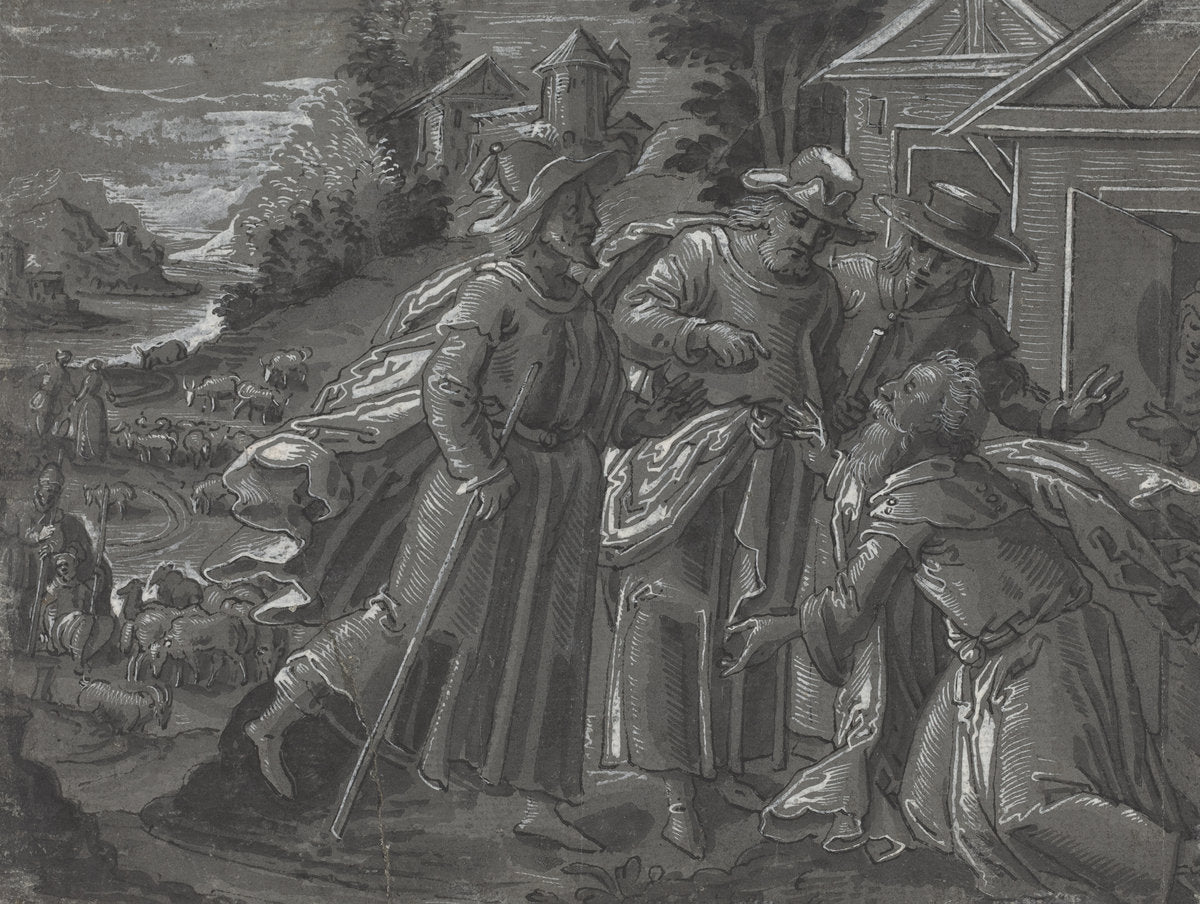c. 1600 by German 16th Century (Abraham Entertaining the Angels [verso]), 16X12"(A3)Poster Print