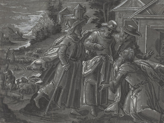 c. 1600 by German 16th Century (Abraham Entertaining the Angels [verso]), 16X12"(A3)Poster Print