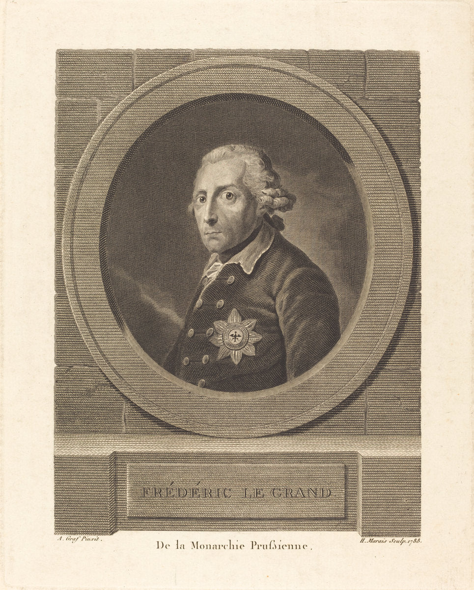 Frederick the Great, King of Prussia by Henri Marais after Anton Graff (French, born c. 1768), 16X12"(A3)Poster Print