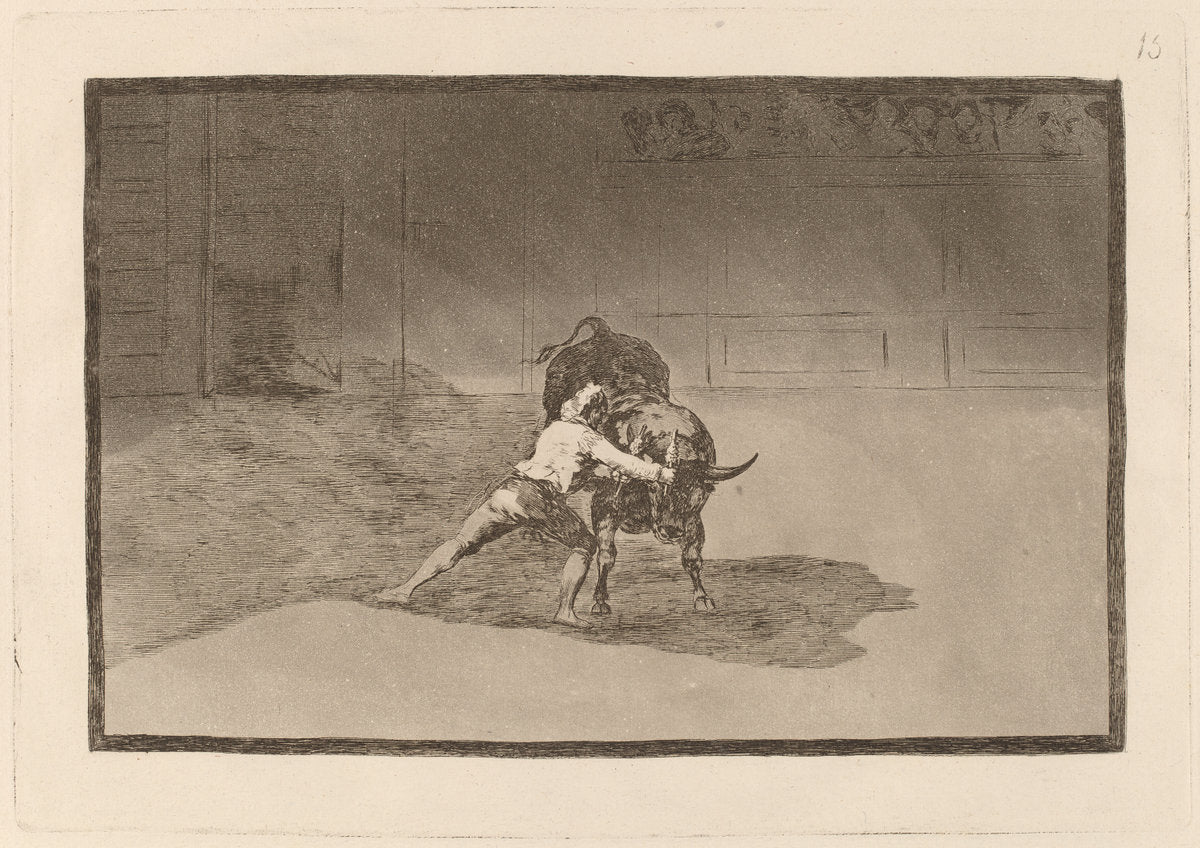 El famoso Martincho poniendo banderillas al quiebro (The Famous Martincho Places the Banderillas Playing the Bull with the Movement of His Body) by Francisco de Goya (Spanish, 1746 - 1828), 16X12"(A3)Poster Print