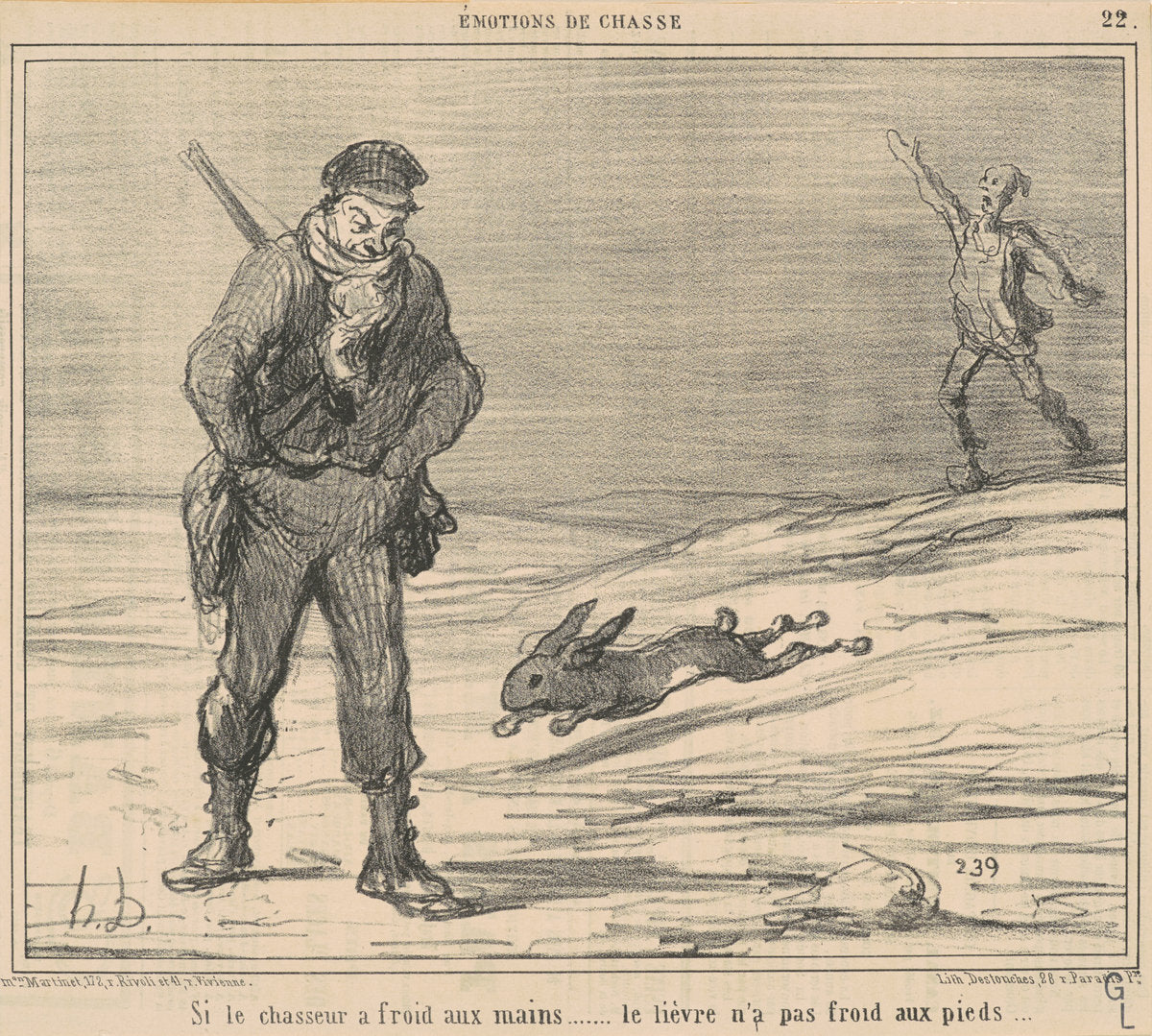 Si le chasseur a froiD ... le lièvre n'a pas froid ... by Honoré Daumier (French, 1808 - 1879), 16X12"(A3)Poster Print