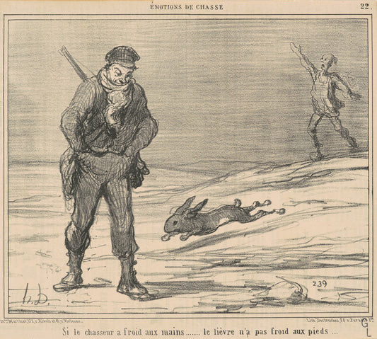 Si le chasseur a froiD ... le lièvre n'a pas froid ... by Honoré Daumier (French, 1808 - 1879), 16X12"(A3)Poster Print