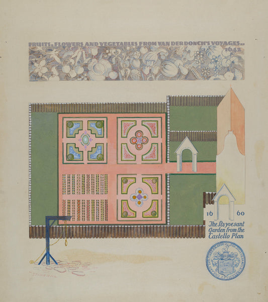Peter Stuyvesant Garden by George Stonehill (American, active c. 1935), 16X12"(A3)Poster Print