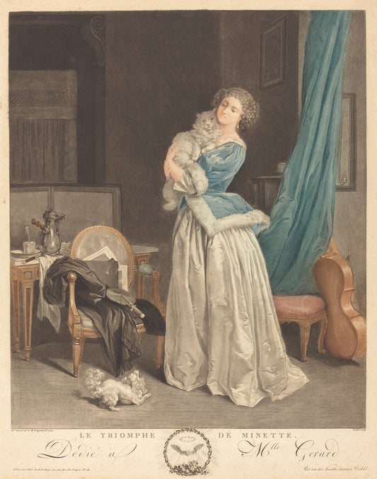 Le triomphe de Minette by Geraud Vidal after Marguerite Gérard (French, 1742 - 1801), 16X12"(A3)Poster Print
