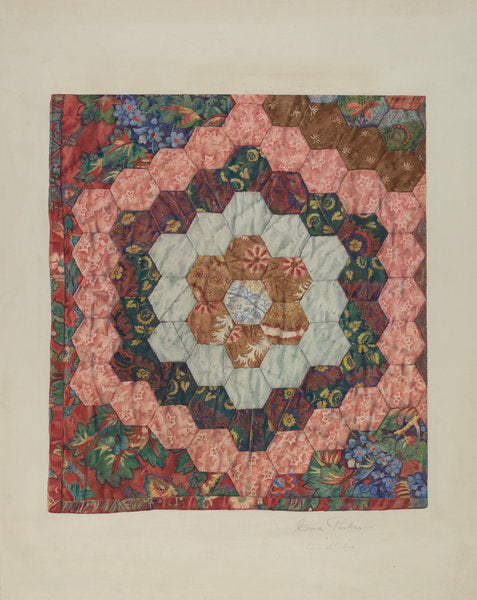 Quilt by Carmel Wilson and Cora Parker (American, active c. 1935), 16X12"(A3)Poster Print