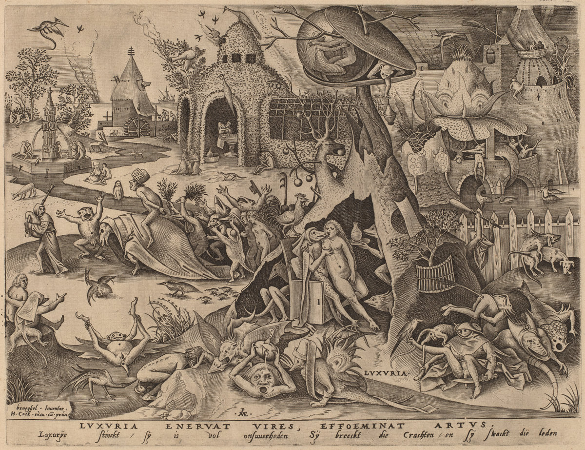 Lust by Pieter van der Heyden after Pieter Bruegel the Elder (Flemish, active c. 1551/1572), 16X12"(A3)Poster Print