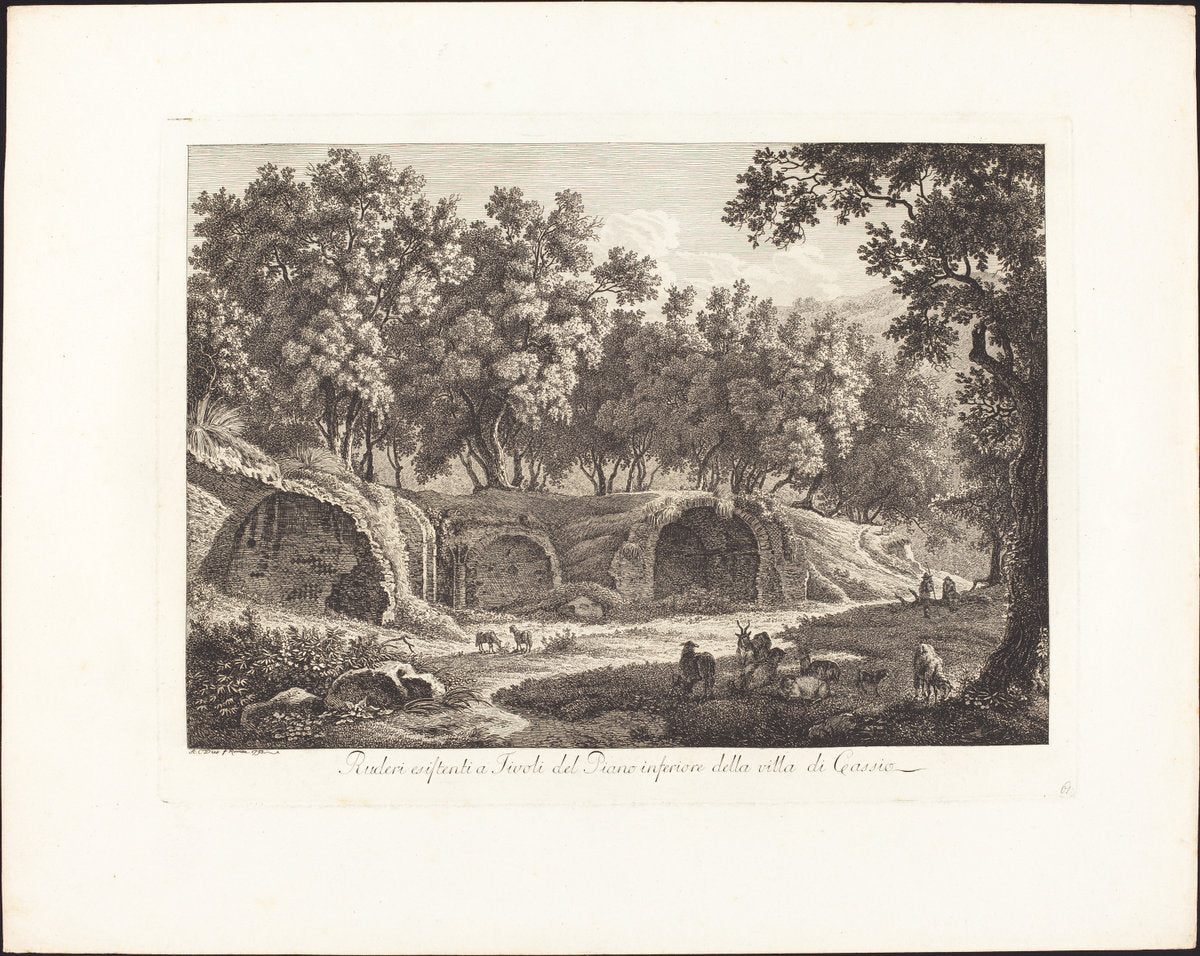 Ruderi essistenti a Tivoli del Piano inferiore della villa di Cassio by Albert Christoph Dies (Austrian, 1755 - 1822), 16X12"(A3)Poster Print