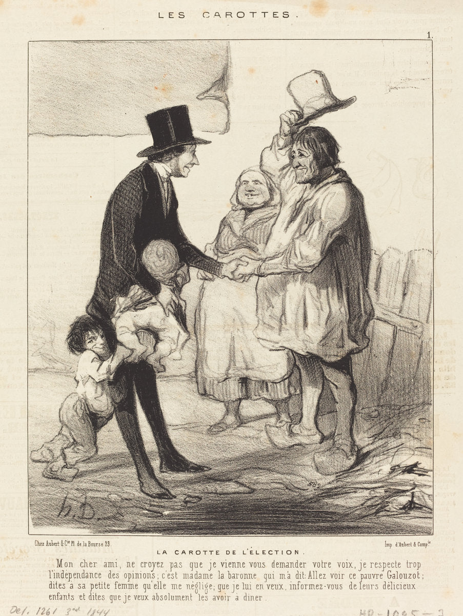 La Carotte de l'élection by Honoré Daumier (French, 1808 - 1879), 16X12"(A3)Poster Print