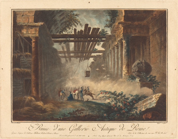 Ruine d'une gallerie antique de Rome by Laurent Guyot after Hubert Robert (French, 1756 - 1806 or 1808), 16X12"(A3)Poster Print