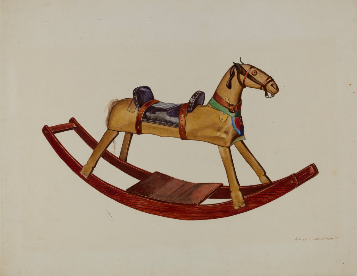 Child's Rocking Horse by Ernest A. Towers, Jr. (American, active c. 1935), 16X12"(A3)Poster Print