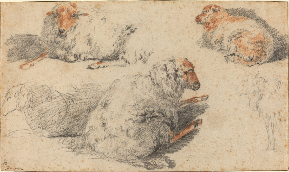 Sheep by Nicolaes Pietersz Berchem (Dutch, 1620 - 1683), 16X12"(A3)Poster Print