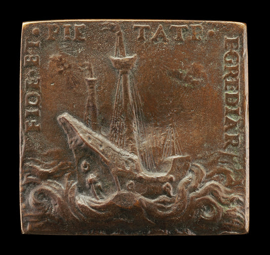 16th century by Italian 16th Century (Three-Masted Ship, without Sails, in a Stormy Sea [reverse]), 16X12"(A3)Poster Print