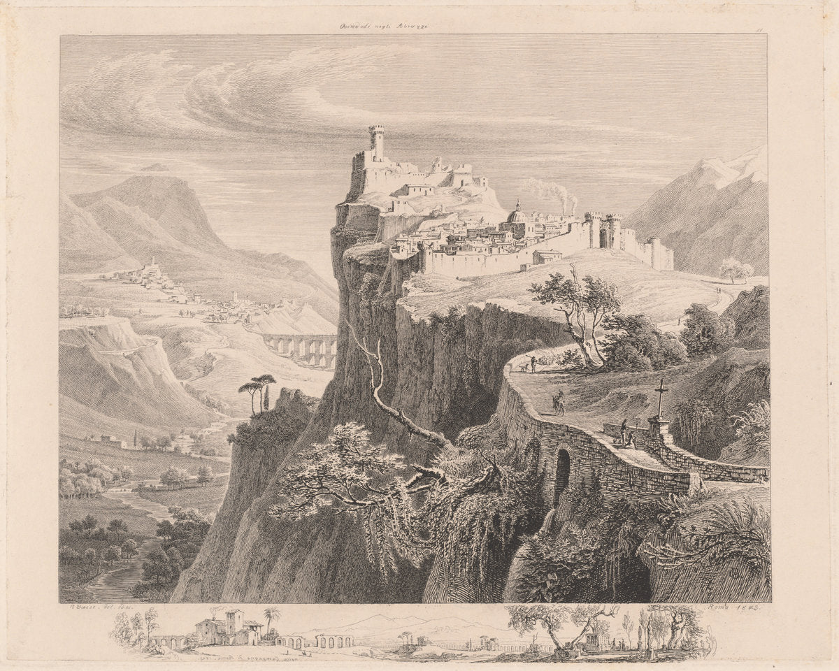 Ovindoli negli Abruzzi by Georg Heinrich Busse (German, 1810 - 1868), 16X12"(A3)Poster Print