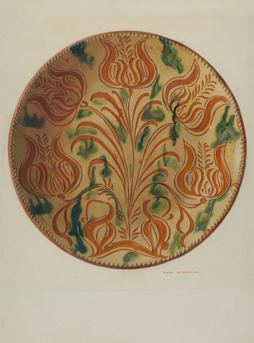 Pa. German Plate by Carl Strehlau (American, active c. 1935), 16X12"(A3)Poster Print