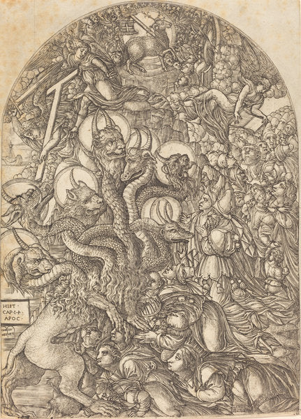 The Beast with Seven Heads and Ten Horns by Jean Duvet (French, 1485 - c. 1570), 16X12"(A3)Poster Print