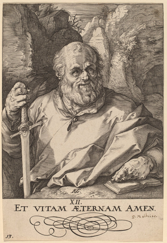 Saint Matthias by Hendrik Goltzius (Dutch, 1558 - 1617), 16X12"(A3)Poster Print