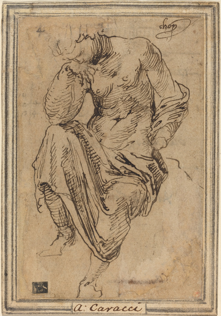 Seated Female Figure after the Antique by Baldassare Peruzzi (Italian, 1481 - 1536), 16X12"(A3)Poster Print