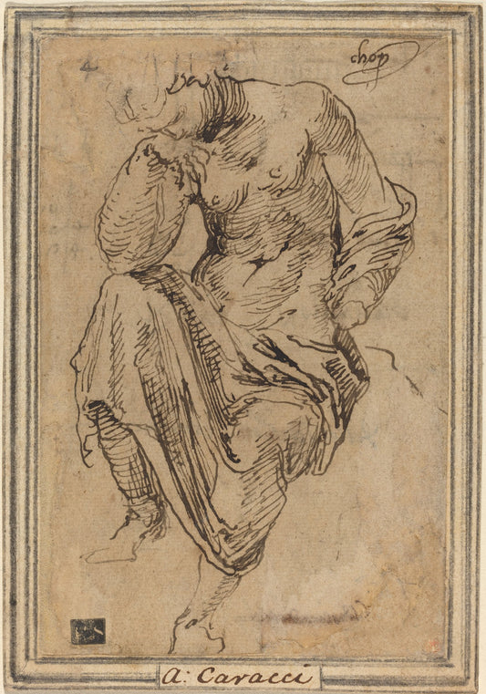 Seated Female Figure after the Antique by Baldassare Peruzzi (Italian, 1481 - 1536), 16X12"(A3)Poster Print