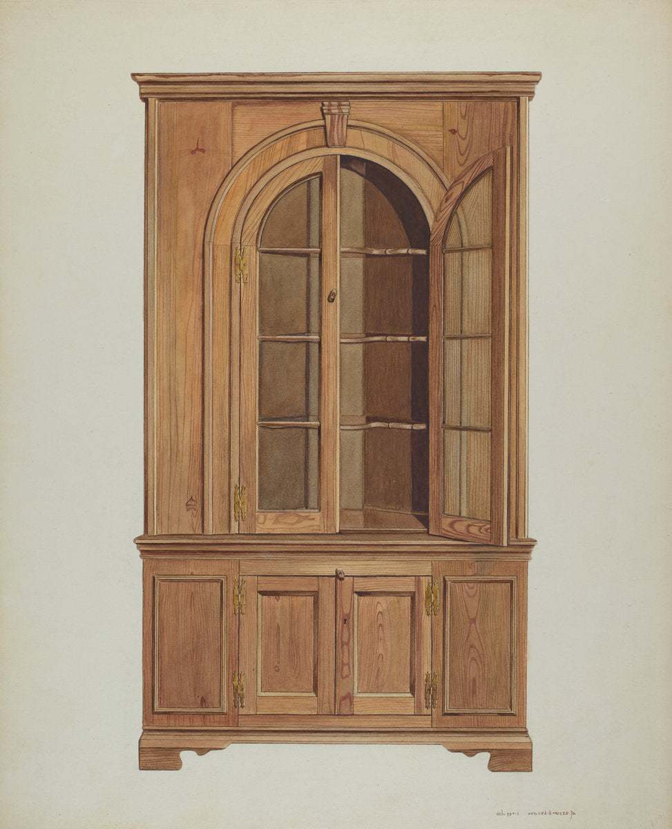 Corner Cupboard by Ernest A. Towers, Jr. (American, active c. 1935), 16X12"(A3)Poster Print