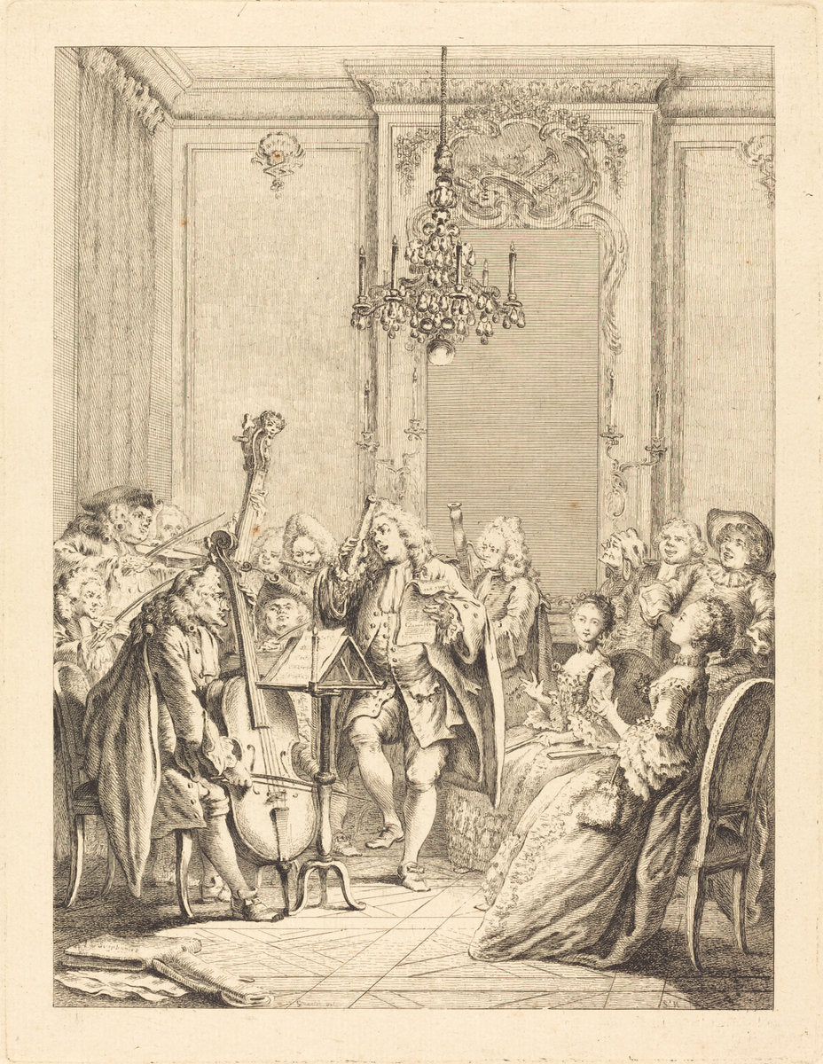 Le concert by Jean Claude Richard de Saint-Non after Hubert François Gravelot (French, 1727 - 1791), 16X12"(A3)Poster Print