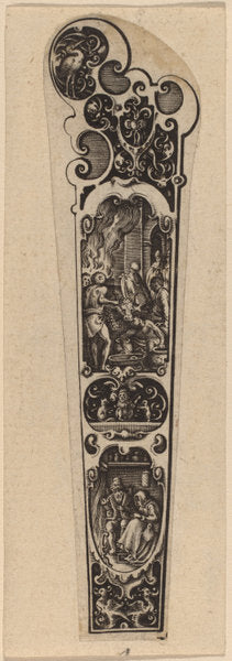 Handle for Knife or Fork, Ornamented with Figures by Hans Janssen (Dutch, born 1605), 16X12"(A3)Poster Print