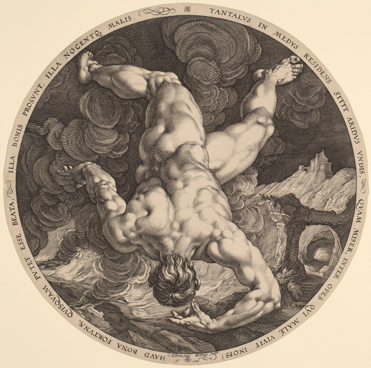 Tantalus by Hendrik Goltzius, after Cornelis Cornelisz van Haarlem (Dutch, 1558 - 1617), 16X12"(A3)Poster Print