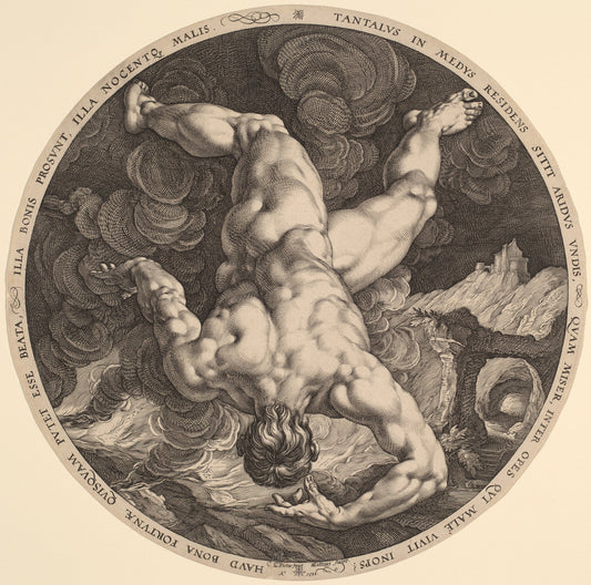 Tantalus by Hendrik Goltzius, after Cornelis Cornelisz van Haarlem (Dutch, 1558 - 1617), 16X12"(A3)Poster Print