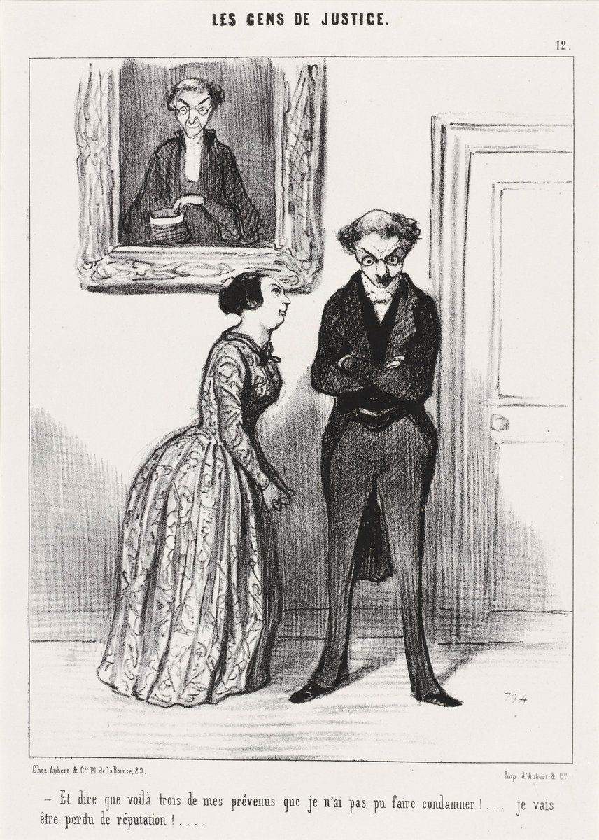 Et dire que voila trois... prévenu que je n'ai pas pu faire condamner!... by Honoré Daumier (French, 1808 - 1879), 16X12"(A3)Poster Print