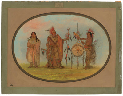 Two Saukie Chiefs and a Woman by George Catlin (American, 1796 - 1872), 16X12"(A3)Poster Print